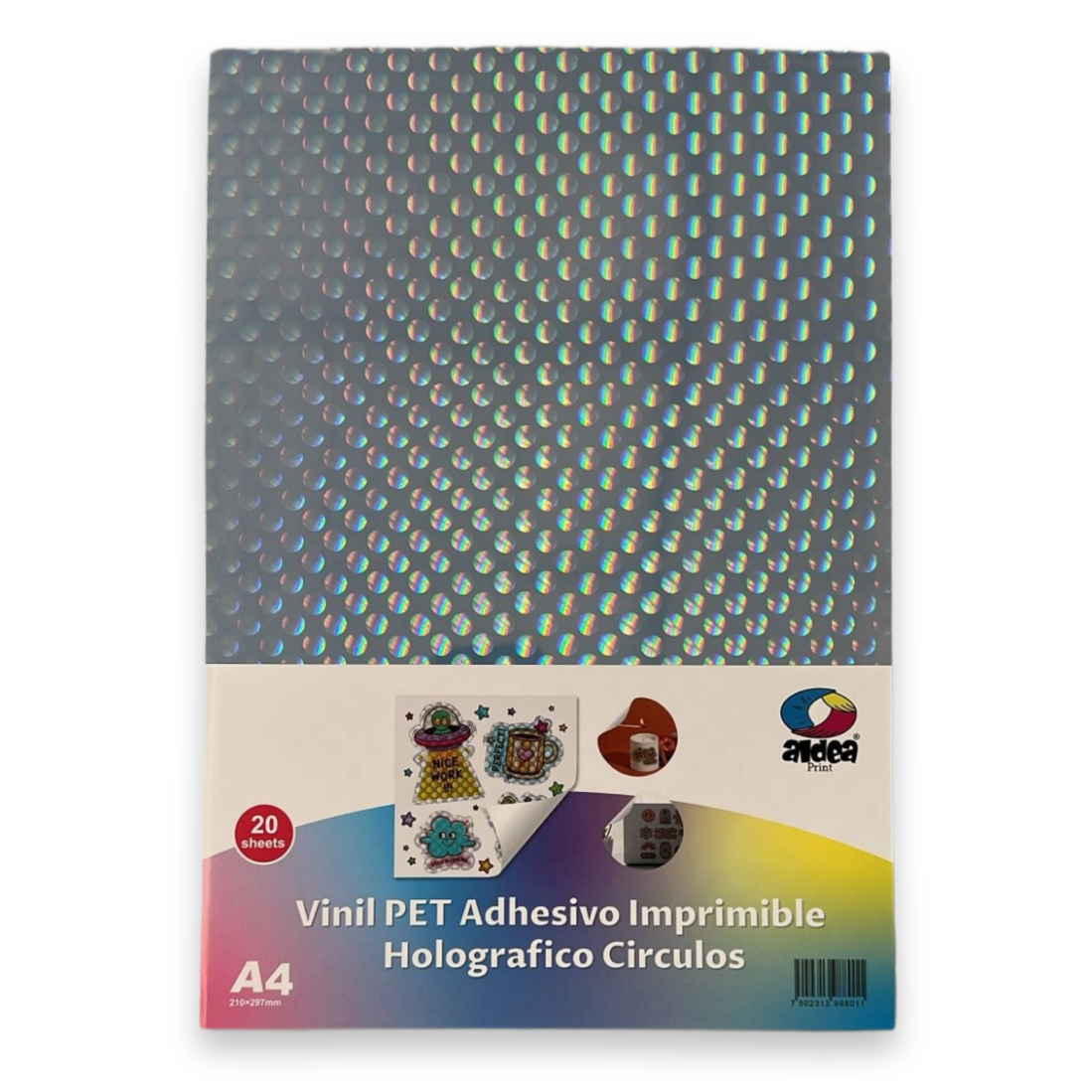 Vinil PET Adhesivo Imprimible Holográfico A4