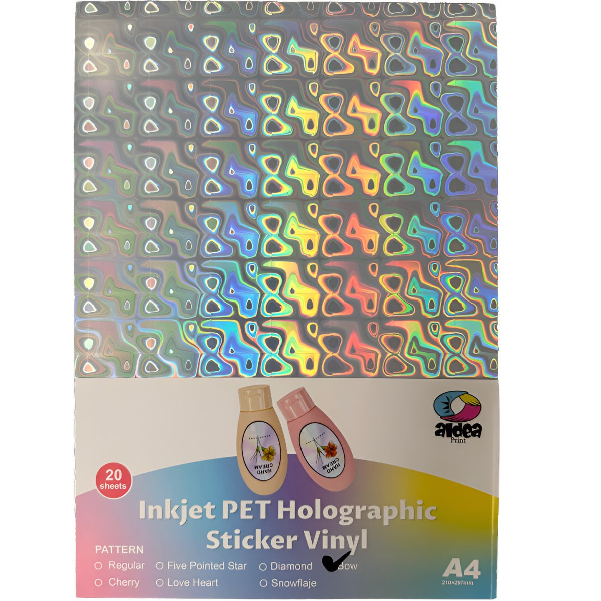 Vinil PET Adhesivo Imprimible Holográfico A4