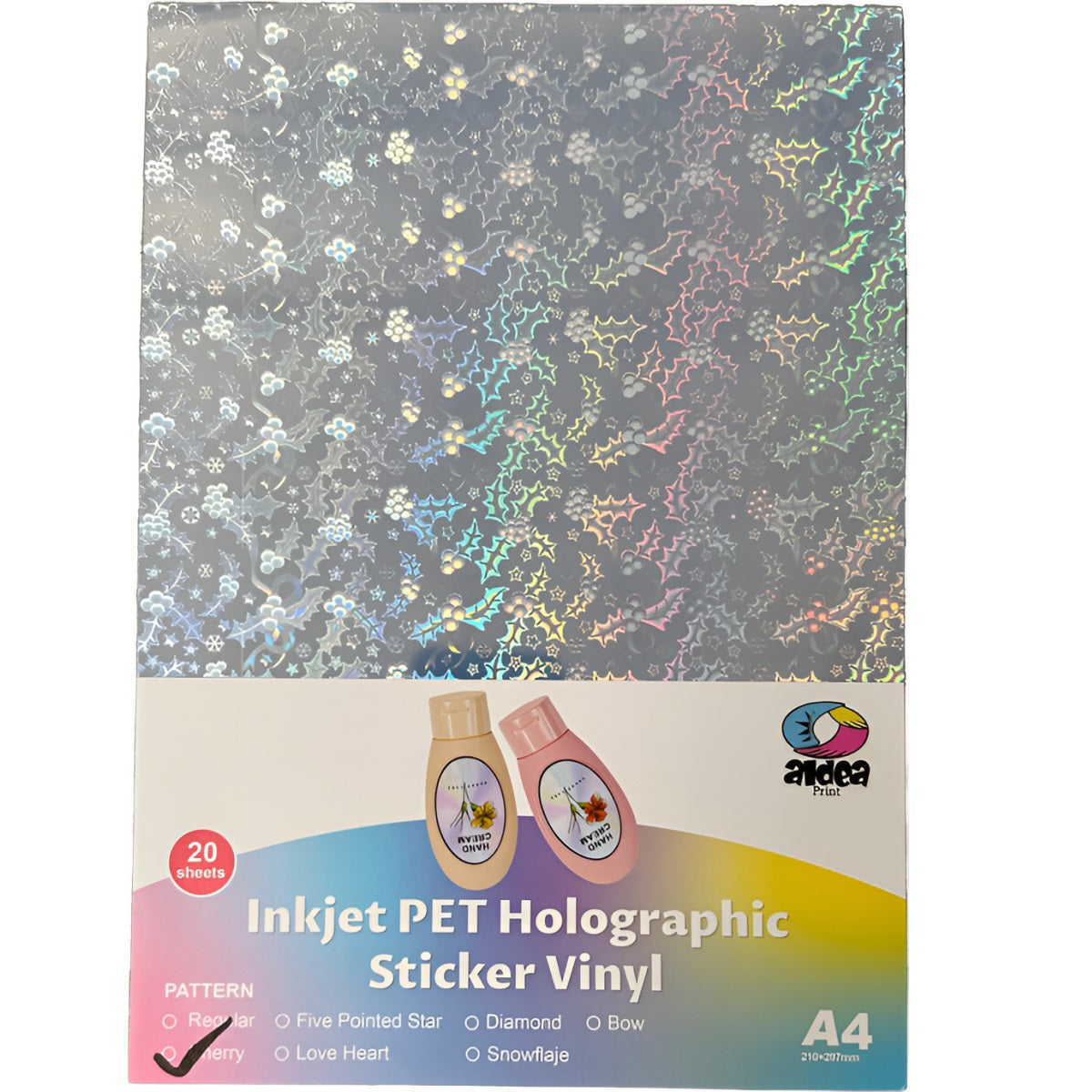 Vinil PET Adhesivo Imprimible Holográfico A4