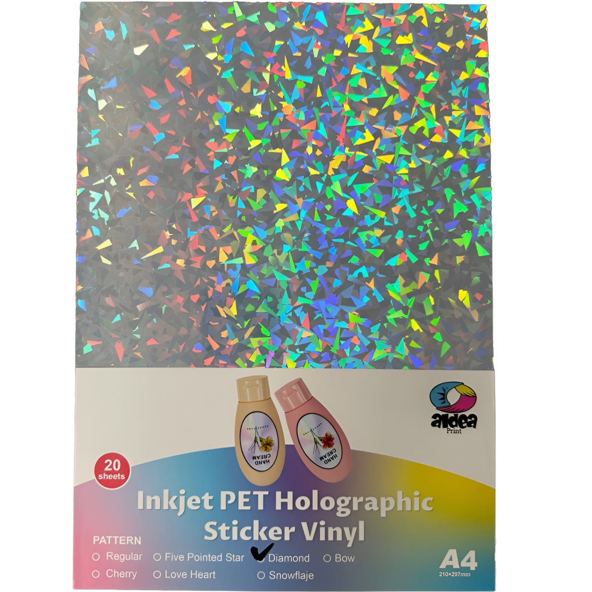 Vinil PET Adhesivo Imprimible Holográfico A4