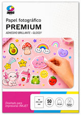Papel fotográfico adhesivo glossy brillante A4