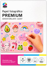 Papel fotográfico adhesivo glossy brillante A4