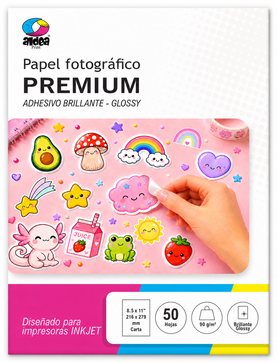 Papel fotográfico adhesivo glossy brillante CARTA