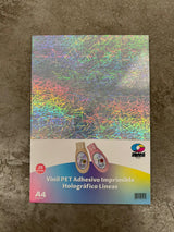 Vinil PET Adhesivo Imprimible Holográfico A4