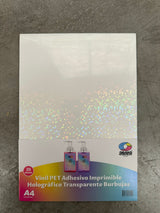 Vinil PET Adhesivo Imprimible Holográfico Transparente A4
