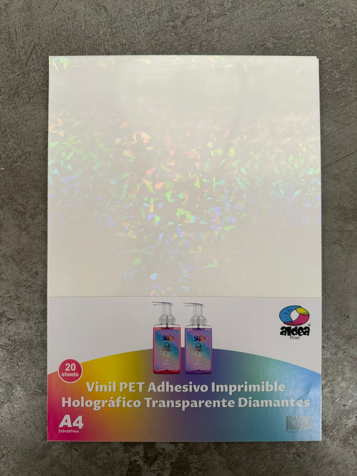 Vinil PET Adhesivo Imprimible Holográfico Transparente A4