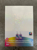 Vinil PET Adhesivo Imprimible Holográfico Transparente A4