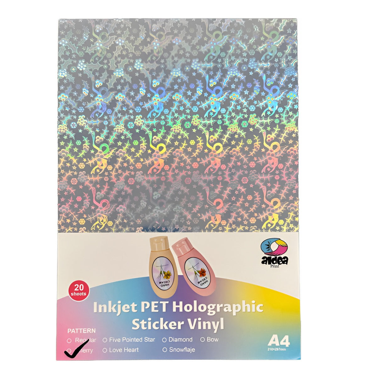 Vinil PET Adhesivo Imprimible Holográfico A4