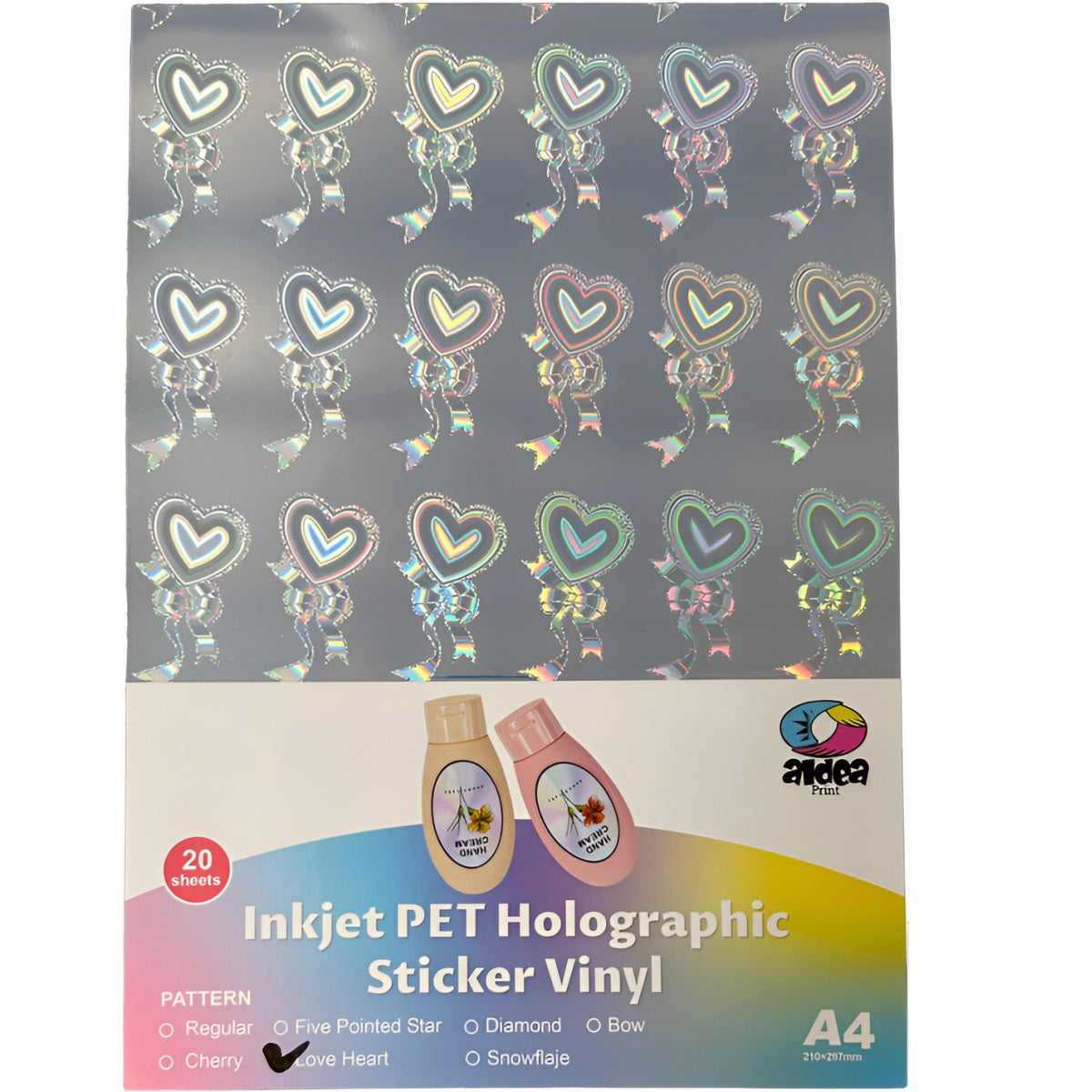 Vinil PET Adhesivo Imprimible Holográfico A4