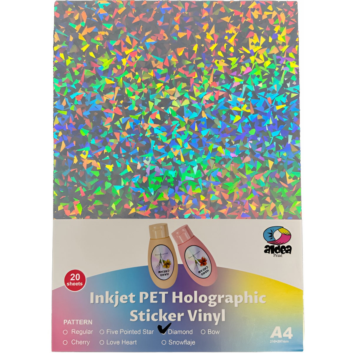 Vinil PET Adhesivo Imprimible Holográfico A4