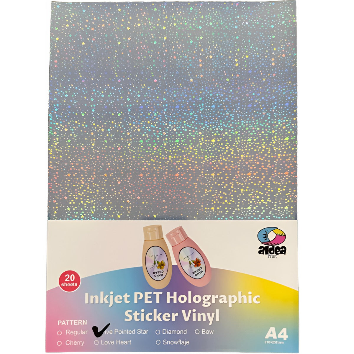 Vinil PET Adhesivo Imprimible Holográfico A4
