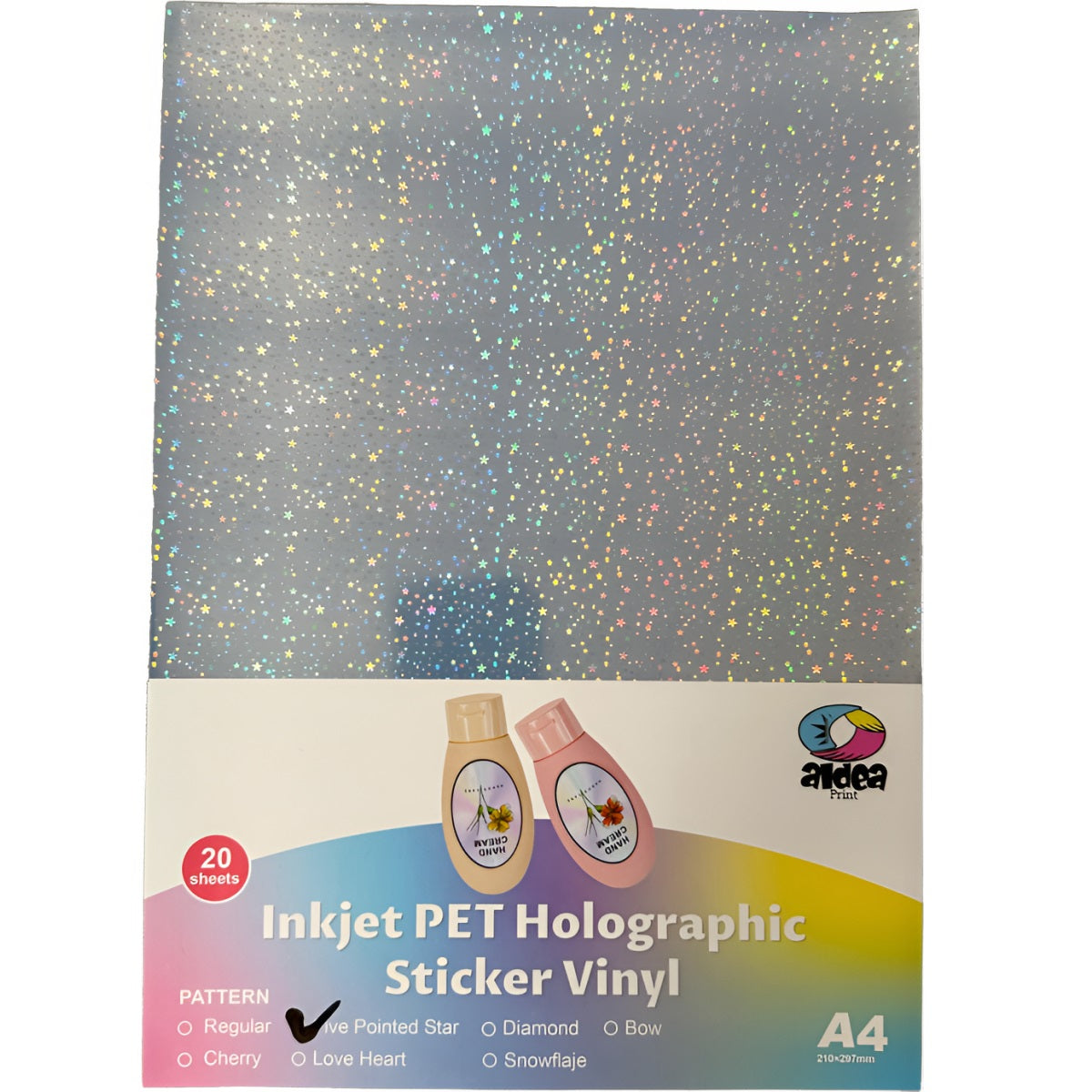 Vinil PET Adhesivo Imprimible Holográfico A4
