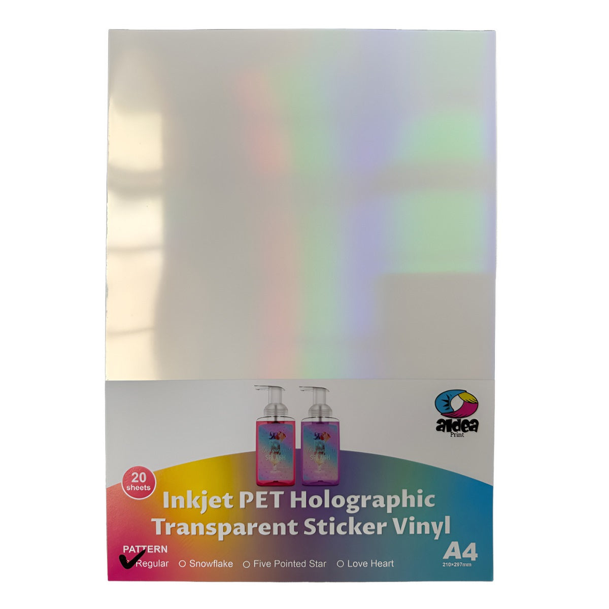Vinil PET Adhesivo Imprimible Holográfico Transparente A4