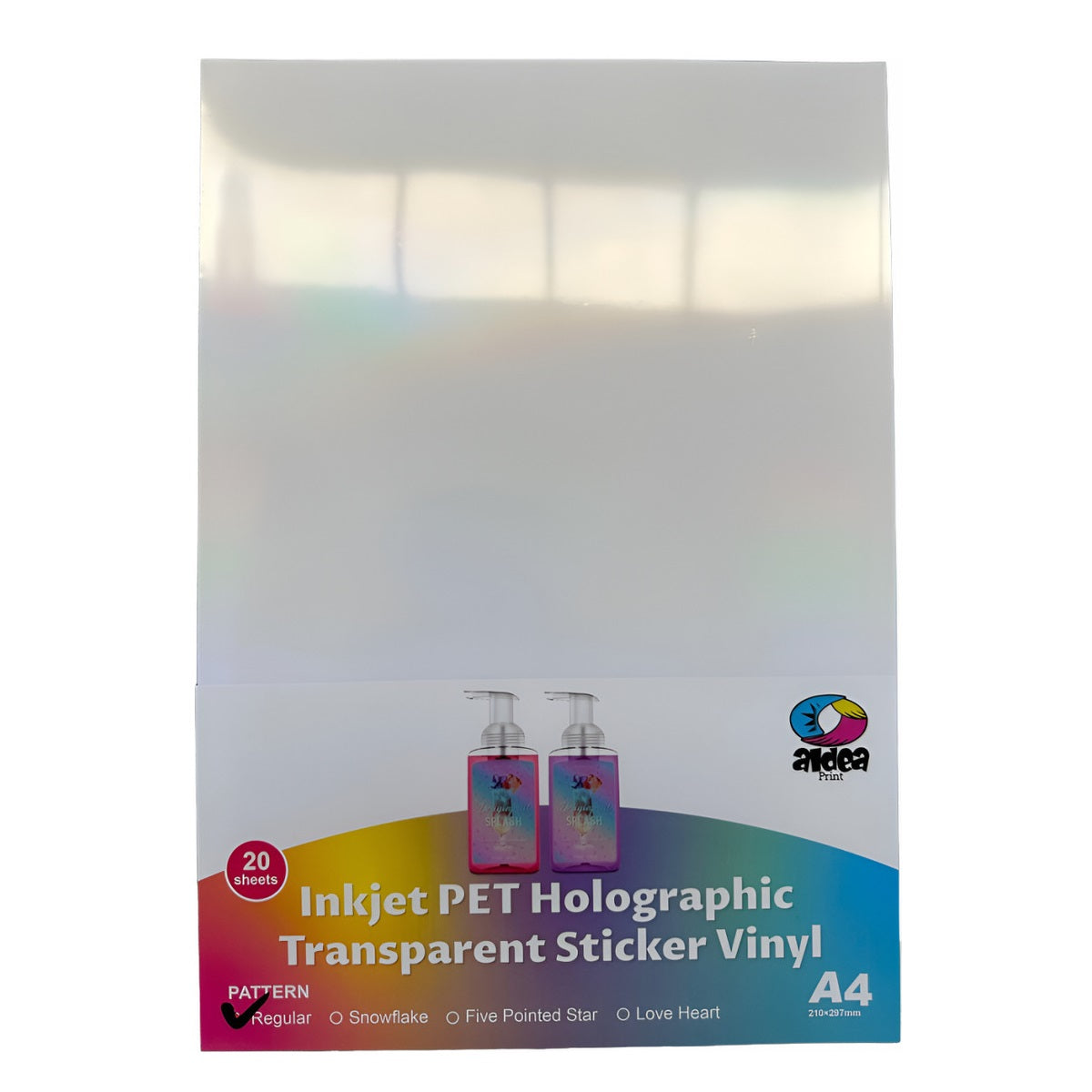Vinil PET Adhesivo Imprimible Holográfico Transparente A4