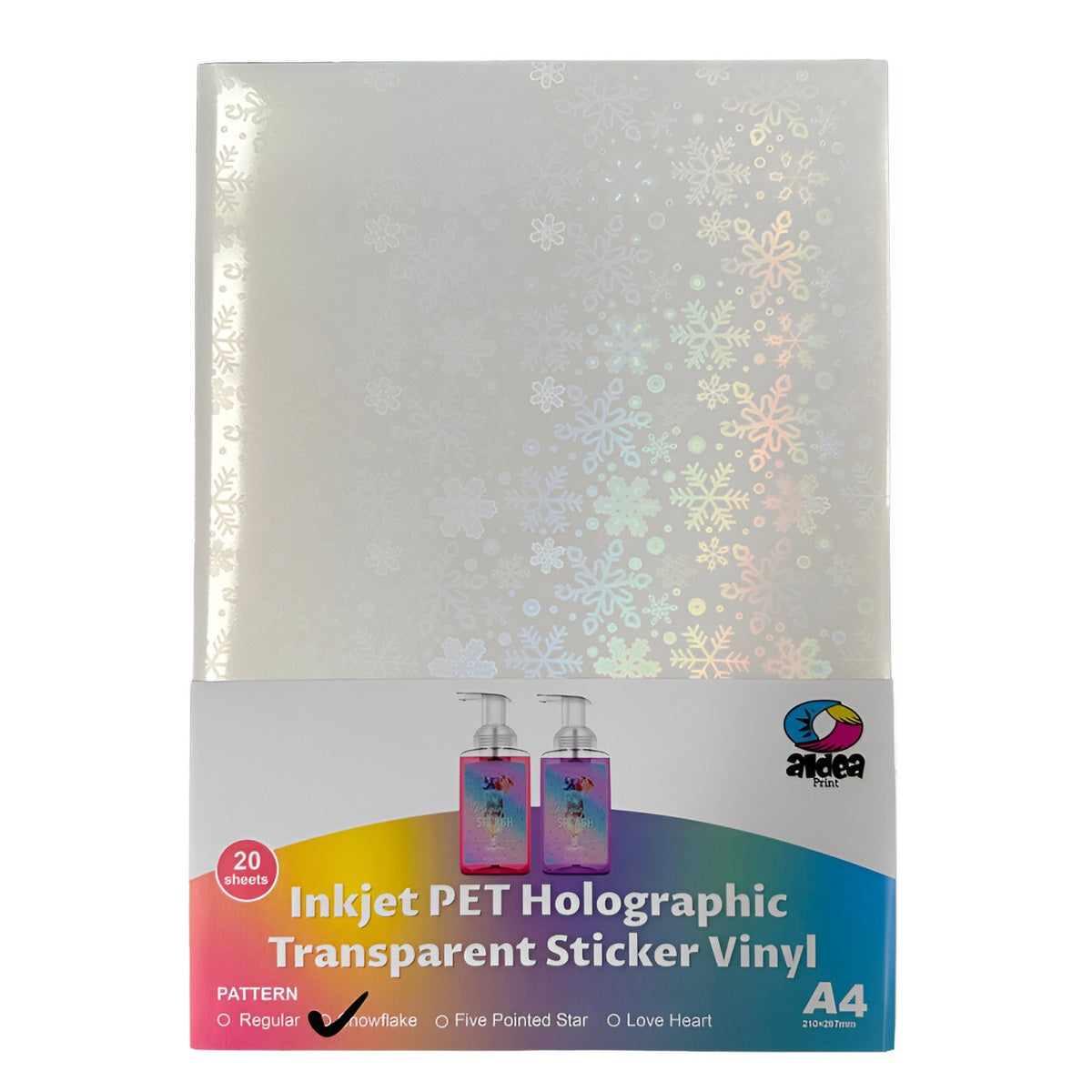 Vinil PET Adhesivo Imprimible Holográfico Transparente A4
