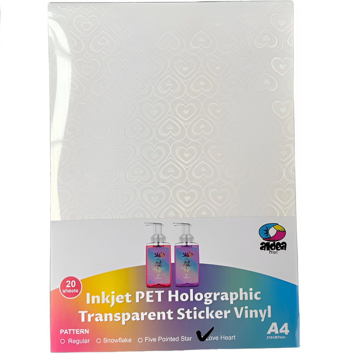 Vinil PET Adhesivo Imprimible Holográfico Transparente A4
