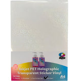 Vinil PET Adhesivo Imprimible Holográfico Transparente A4