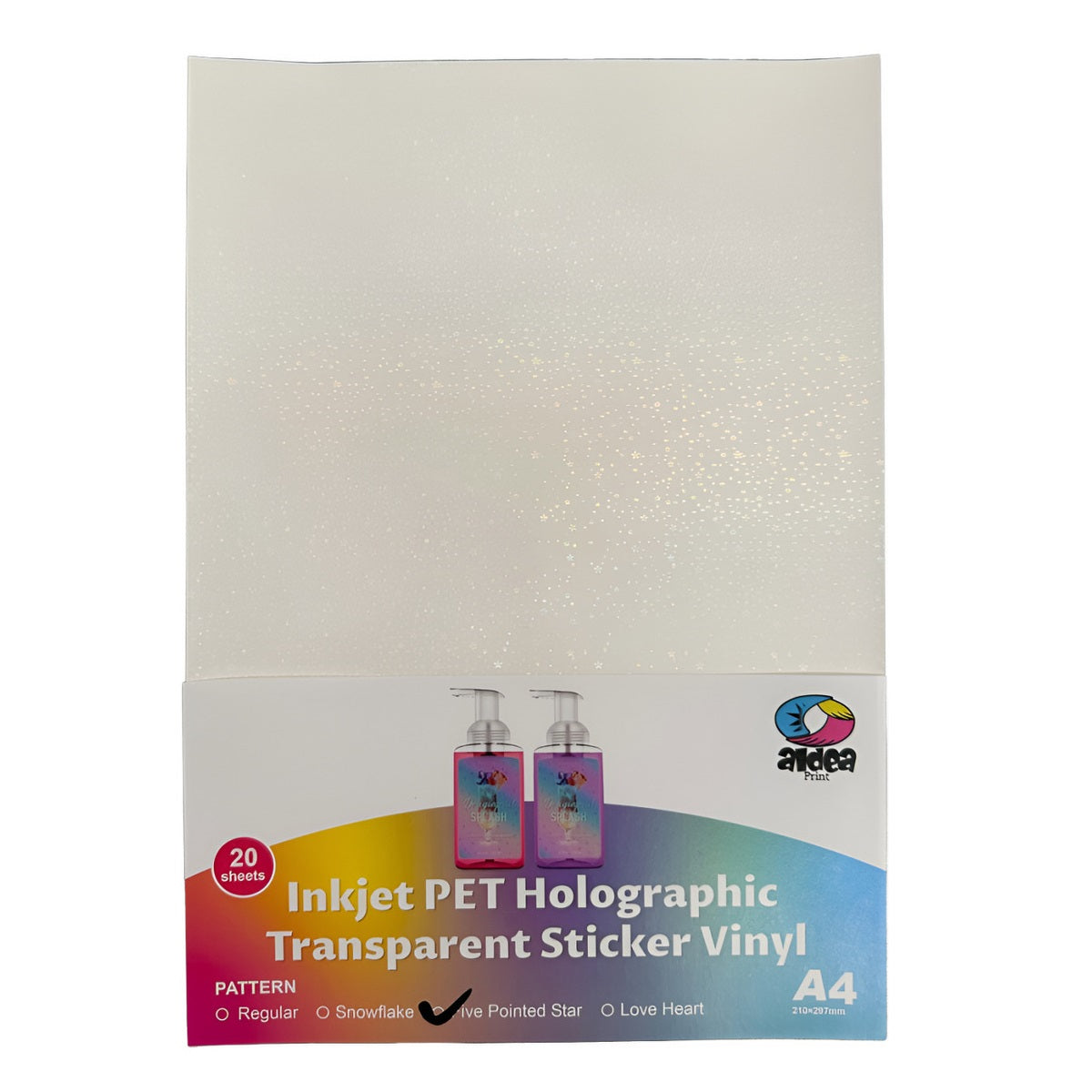 Vinil PET Adhesivo Imprimible Holográfico Transparente A4
