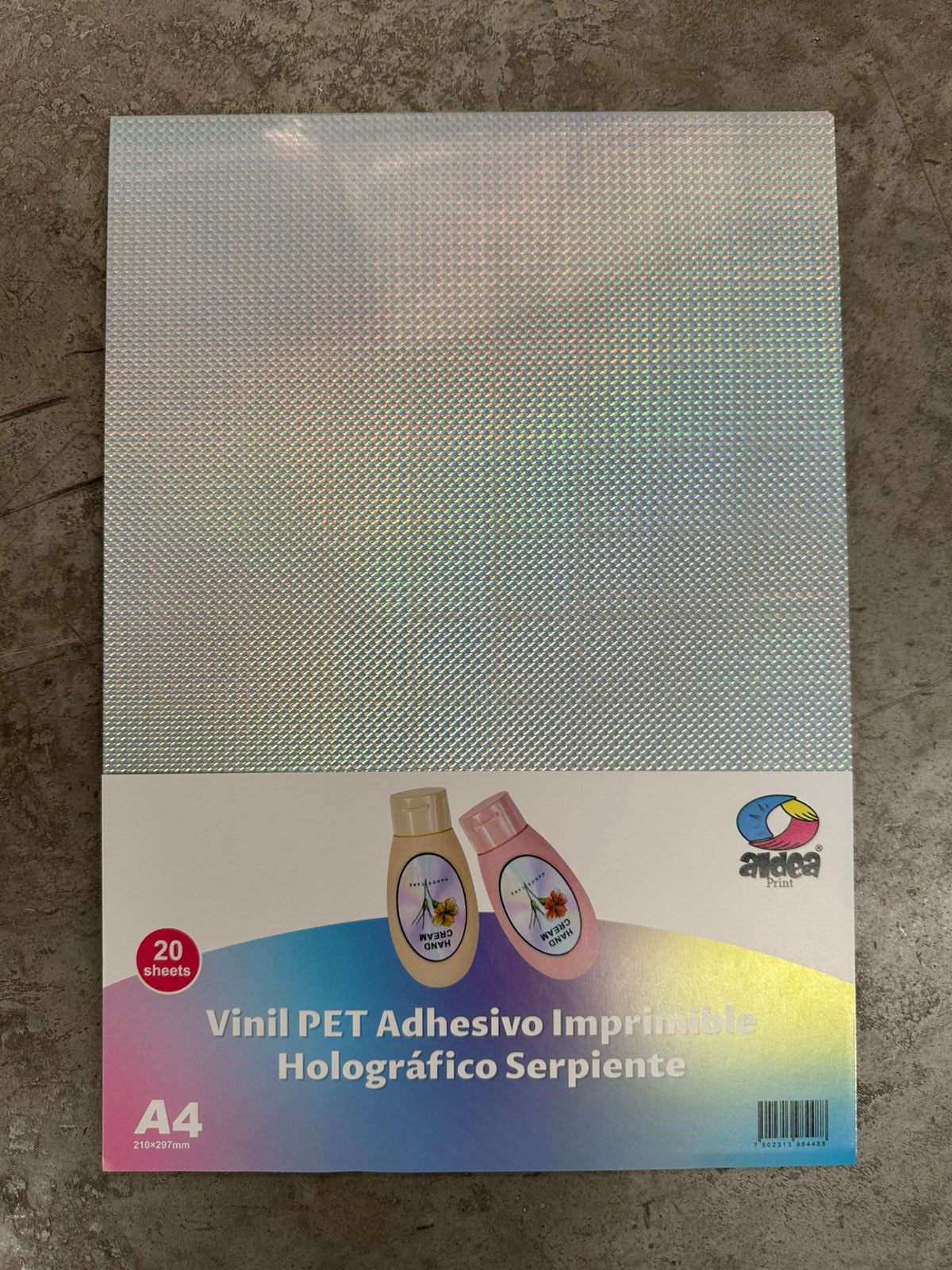 Vinil PET Adhesivo Imprimible Holográfico A4