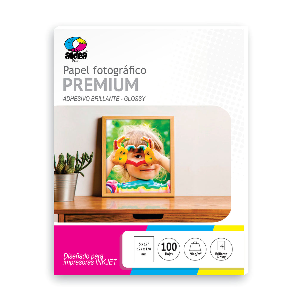 Papel fotográfico adhesivo glossy brillante 5x7
